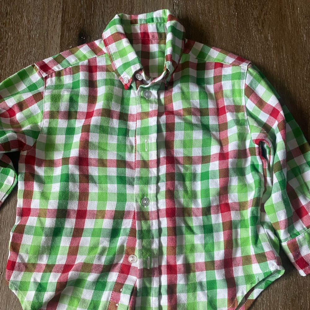 Kelly’s Kids Red and Green Plaid Button down